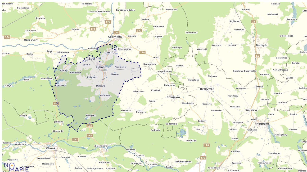 Mapa obszarów ochrony przyrody Lubasza