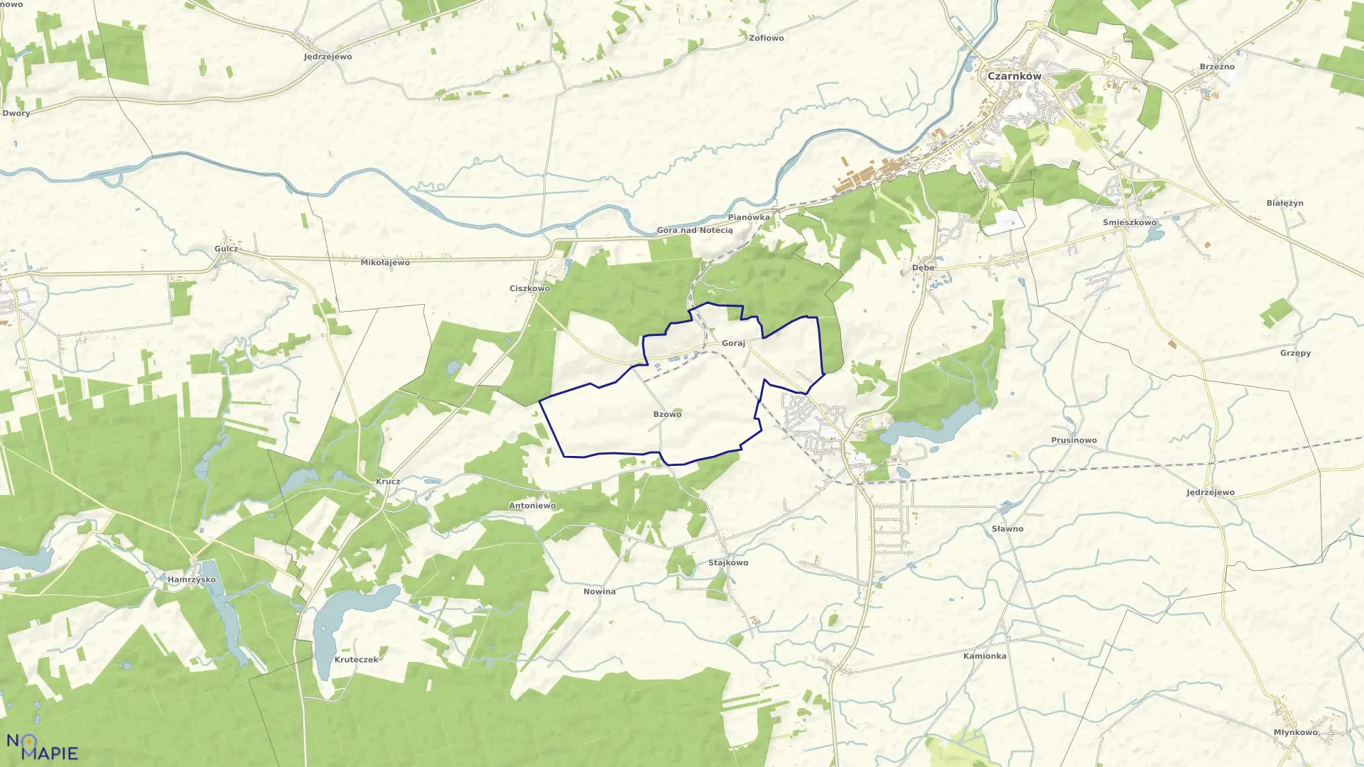 Mapa obrębu GORAJ w gminie Lubasz