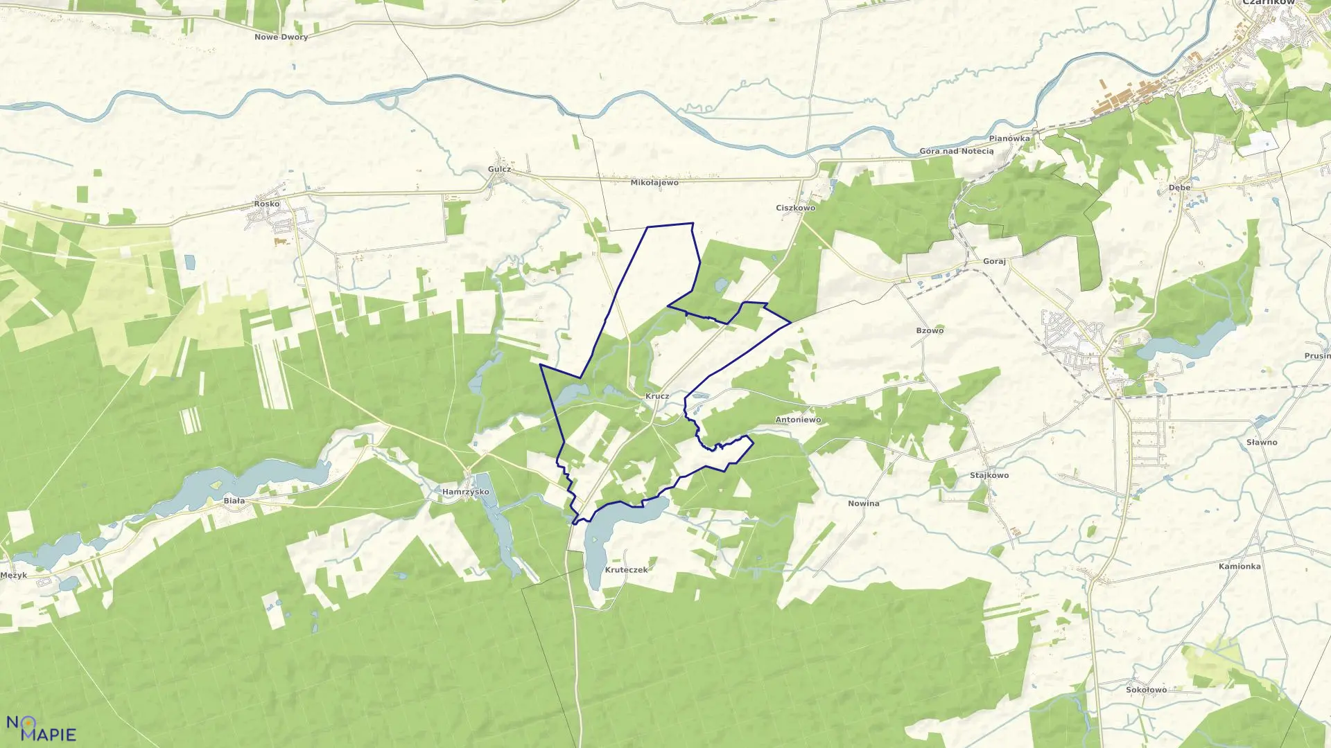 Mapa obrębu KRUCZ w gminie Lubasz