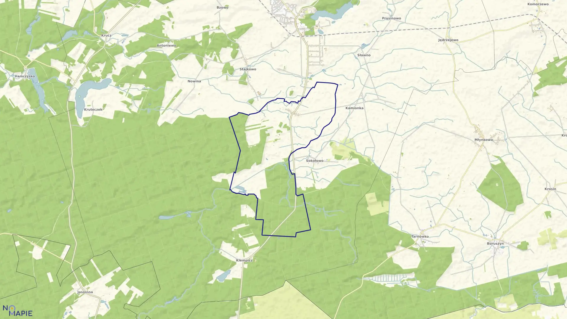 Mapa obrębu MIŁKOWO w gminie Lubasz