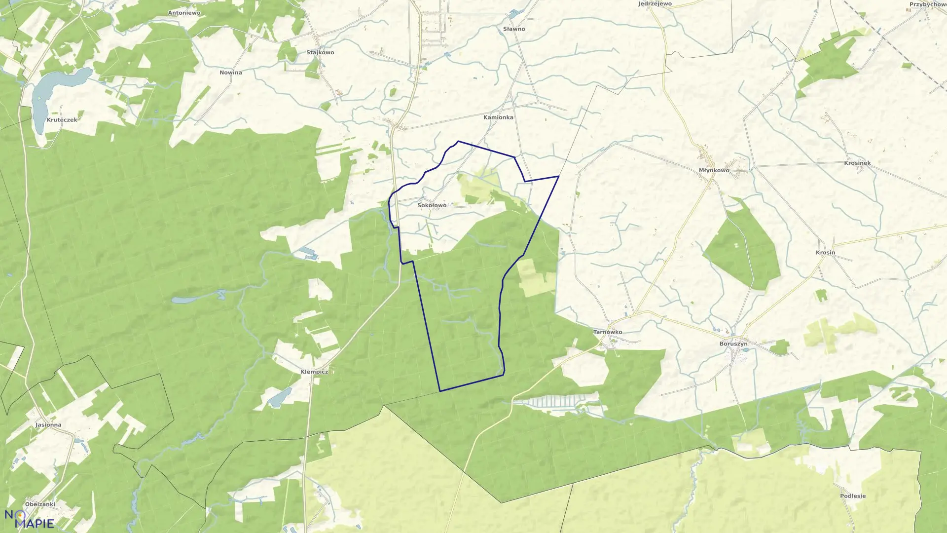 Mapa obrębu SOKOŁOWO w gminie Lubasz