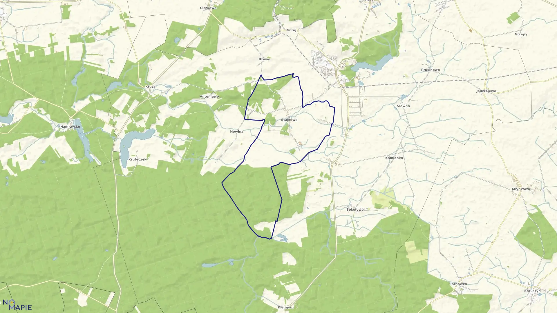 Mapa obrębu STAJKOWO w gminie Lubasz